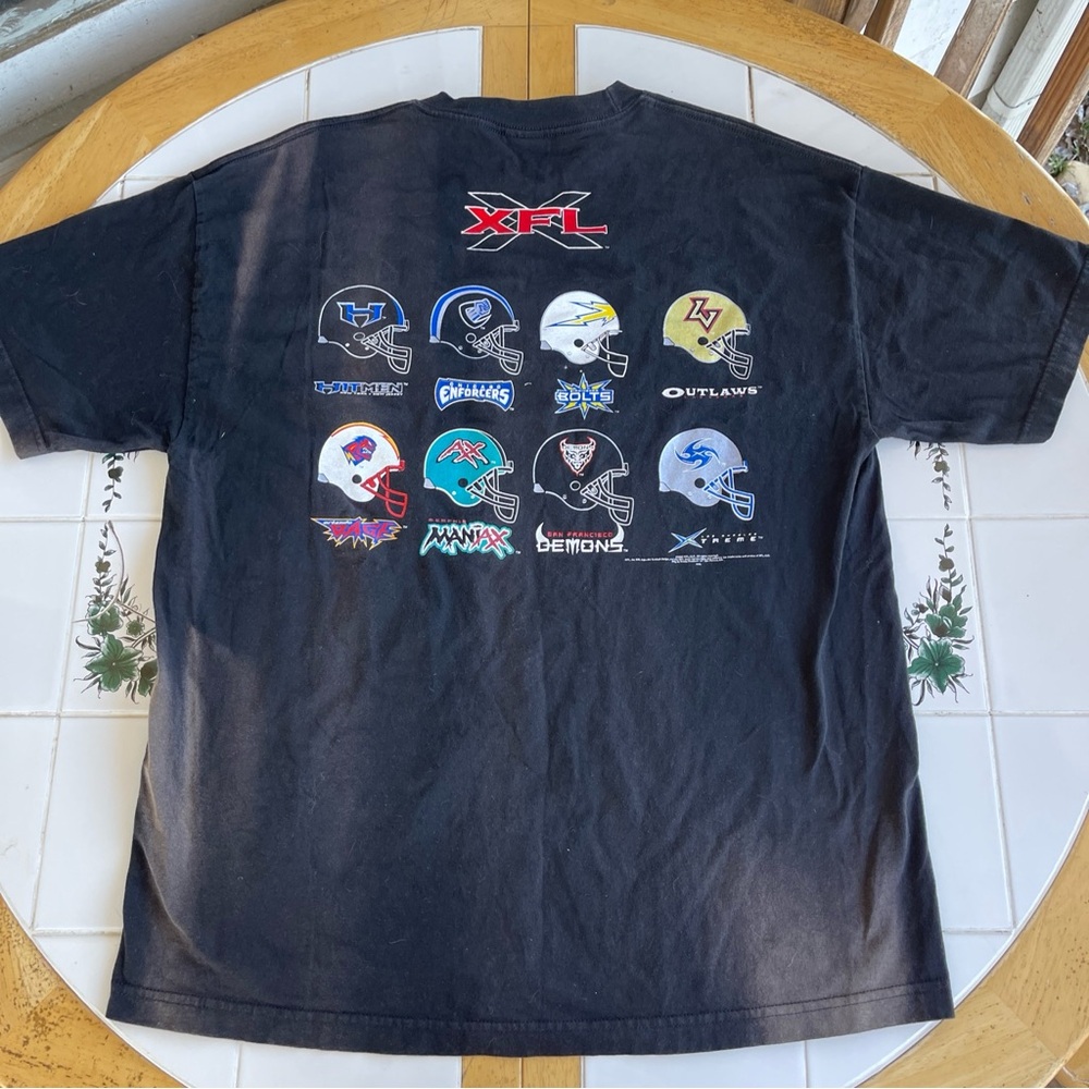 Vintage XFL T Shirt XL Promo WWE Vince McMahon Football 2000 Sunfaded